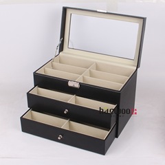 Wholesale 3-layer 18-position glasses storage display box, 18 pairs of sunglasses and sun glasses storage display case