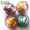 Colorful cage Mouse teasing cat toy simulation mice play noisy ball toys, iron wire cage, mouse toys