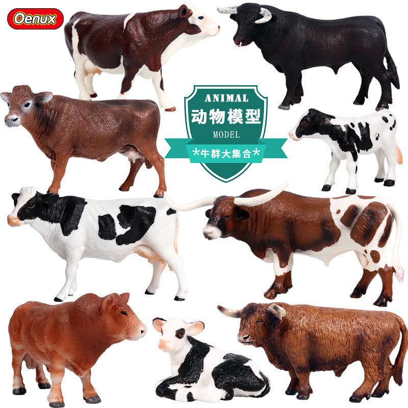 Children's Cognitive Solid Artificial Animal Model Cow Buffalo Cattle Rhinoceros Tumor Cow Bison Bull Toy Ornaments