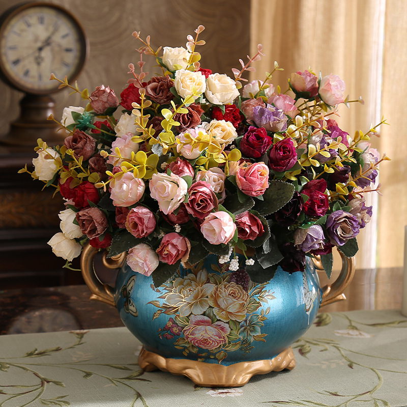 European-style retro ceramic vase flower decoration creative fashion hallway bedroom living room table vase flower arrangement decoration