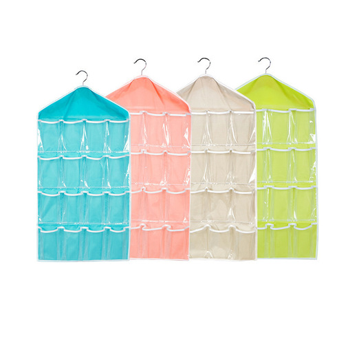 Transparent and Visible Underwear and Socks Sorting 16-Grid Storage Bag, Suspended Storage Bag, Door-Hanging Storage Bag