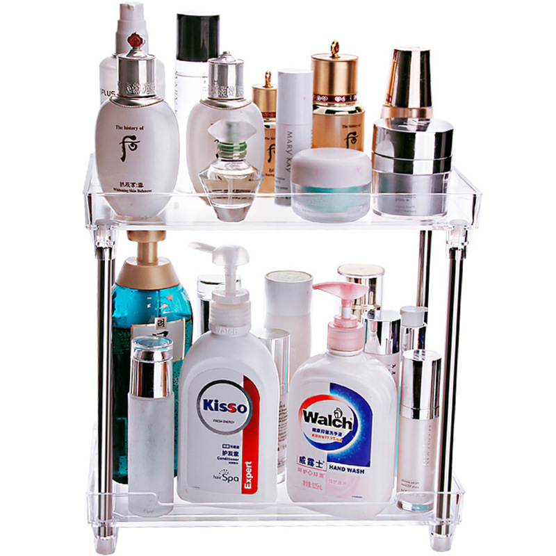 Suministro directo de fábrica baño rack de almacenamiento Acero inoxidable ponche-libre artículos de tocador almacenamiento rack cosméticos Almacenamiento de escritorio