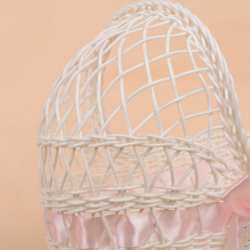 Decoración del hogar moderno creativo ratán artesanía cochecito cesta de almacenamiento carro