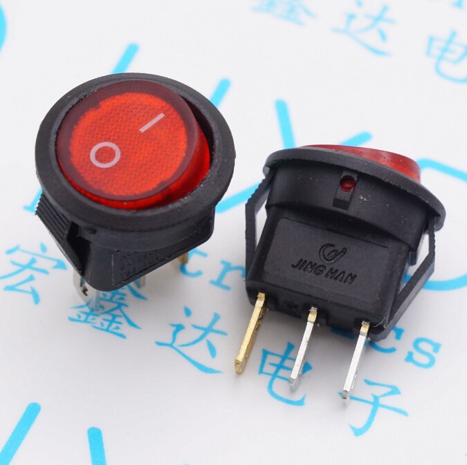 KCD1-105开孔15MM带灯红色圆形红灯3脚2档带灯直径15MM