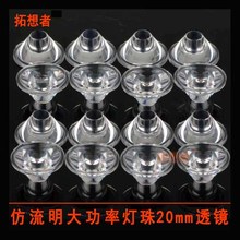 led光学透镜光面20mm单颗大功率仿流明透镜led透镜大功率透镜配件