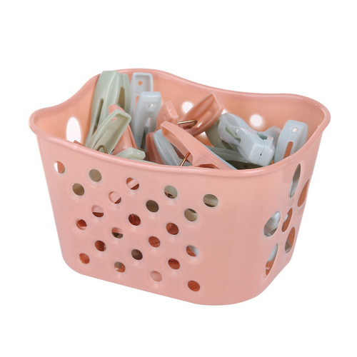 30 pieces of plastic clothes drying clips with storage basket clothes drying clips outdoor windproof clips sock clothes drying clips