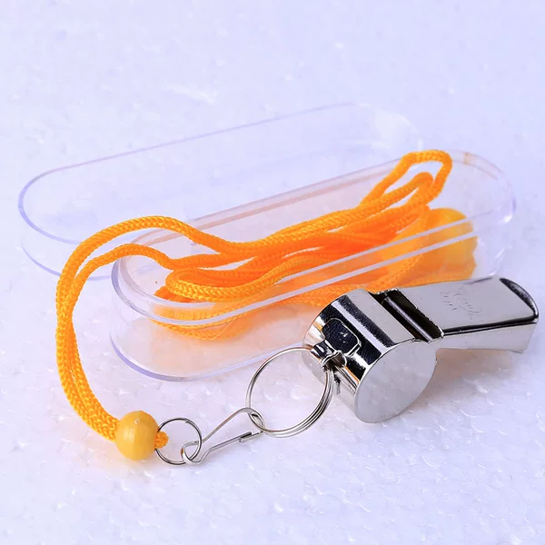 Referee metal whistle basketball football match whistle lifesaving whistle 10 pieces a box of stainless steel with lanyard