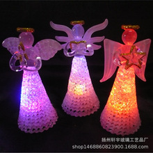 圣诞节礼品水晶玻璃天使摆件婚庆礼品拉丝工艺祈福幸运天使挂件