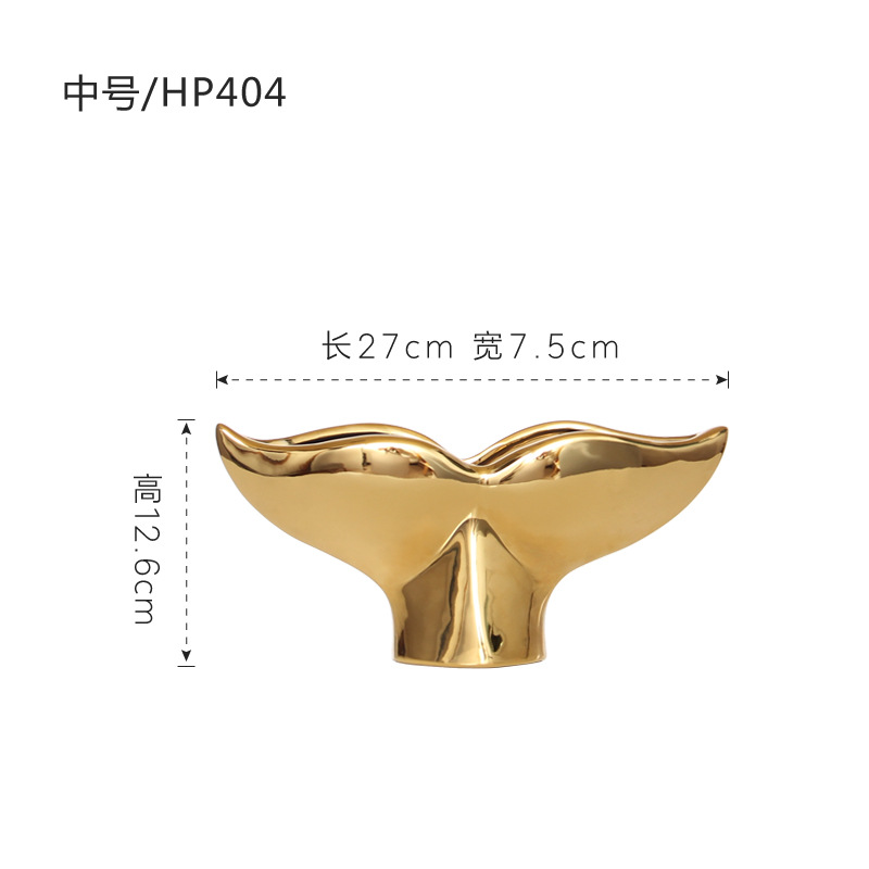 Artesanía de cerámica ballena oro cola simple nórdico Home Hotel Sala decoración TV gabinete suave