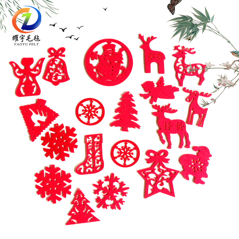 厂家直销毛毡圣诞挂件 圣诞装饰品毛毡小鹿 雪花圣诞树挂件
