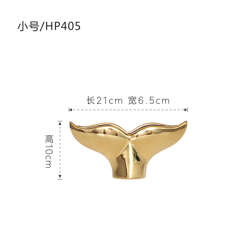 Artesanía de cerámica ballena oro cola simple nórdico Home Hotel Sala decoración TV gabinete suave