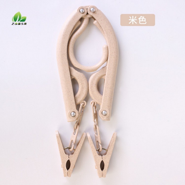 旅行小麦秸秆衣架便携折叠式衣架户外晒衣架竹纤维原料