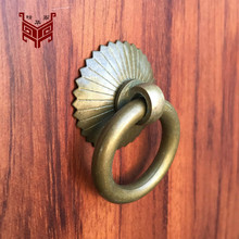 铜拉环中式仿古黄铜家具柜门圆环简约铜环抽屉药柜橱柜拉手铜把手