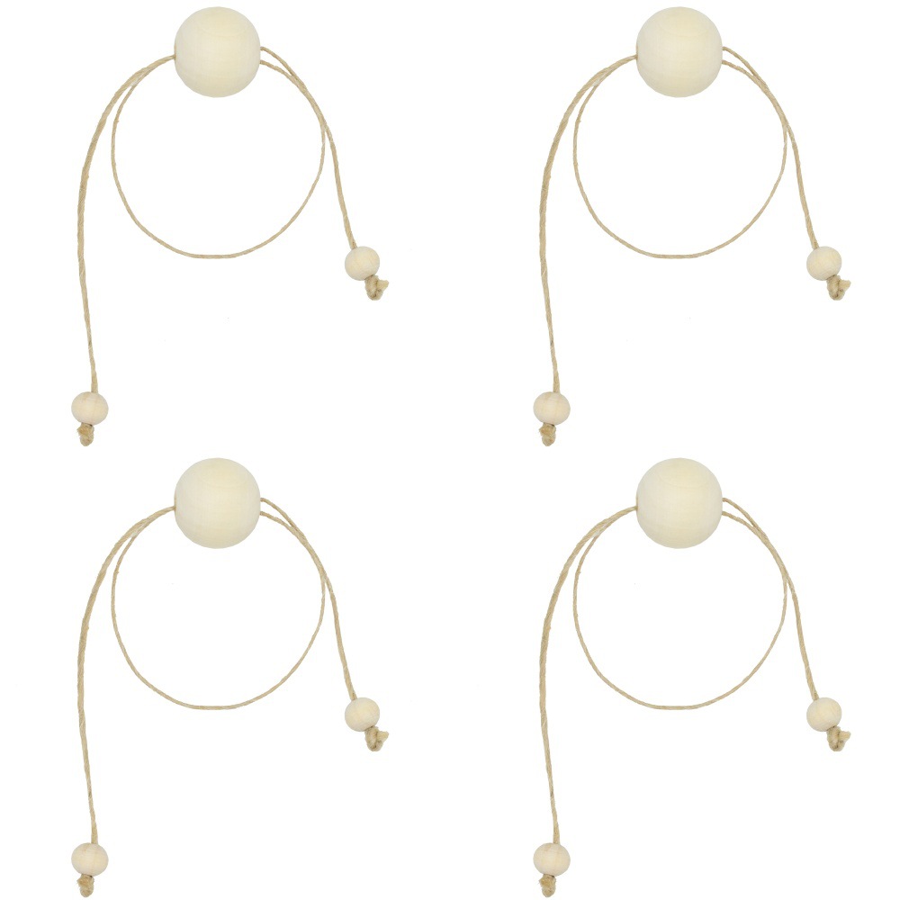 Pastoral de estilo europeo cuentas de madera servilleta anillo hecho a mano servilleta hebilla 4 Pack cuentas de madera servilleta anillos