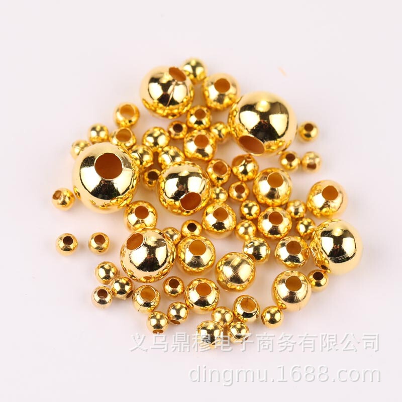 DIY Jewelry Accessories Iron Beads Round Beads Perforated Iron Spacer Beads Gold/Silver/White K Color 10,000 Pcs/Pack