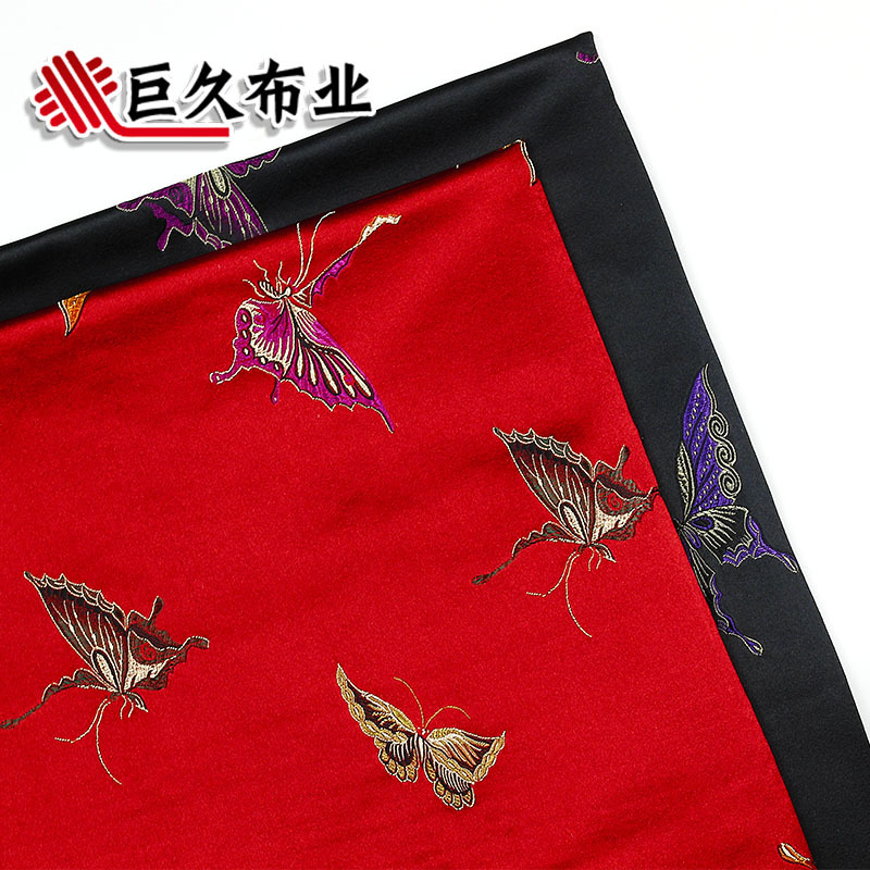 织锦缎 丝绸 仿三五 旗袍面料家具大蝴蝶装饰布料唐装汉