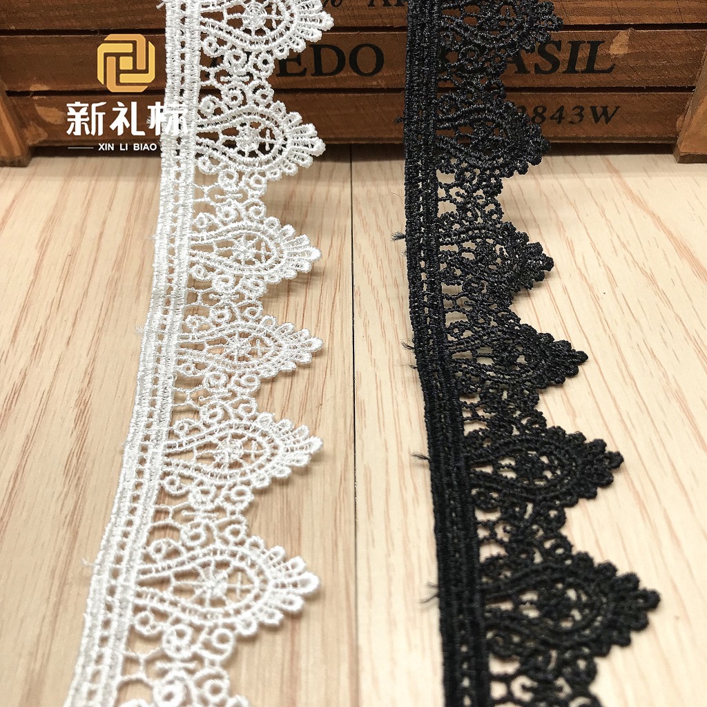 服装辅料 洛丽塔单边涤光水溶条码lace fabric蕾丝辅料 水溶花边