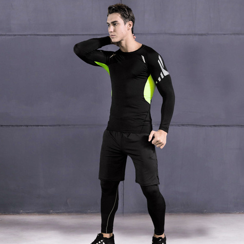 fitness wear men's fitness sports quick-drying set running training tight-fitting clothes breathable compression fitness clothing 