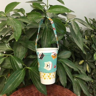 solar system A gentle wind Shiba Inu Kobold tea with milk lovely Cartoon Cup sleeve Hand cup bag Beverage portable