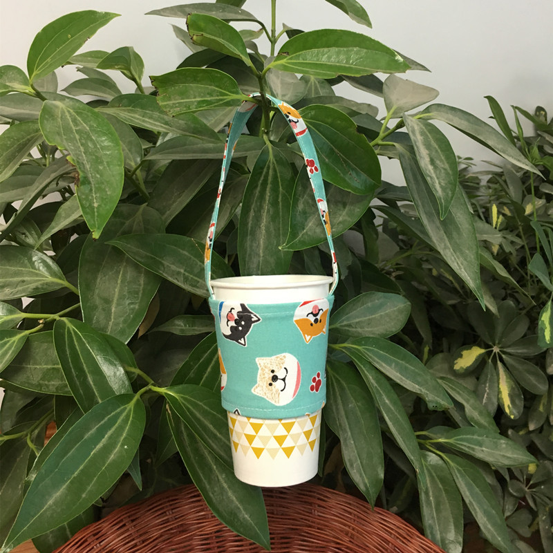 Estilo japonés Shiba Inu perro cabeza leche juego de té lindo dibujos animados taza agua cubierta mano bolsa bebida portátil