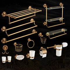 Sashuang Bathroom Copper Towel Rack Towel Rack European Antique Twist Towel Rack Antique Towel Ring Toilet Brush