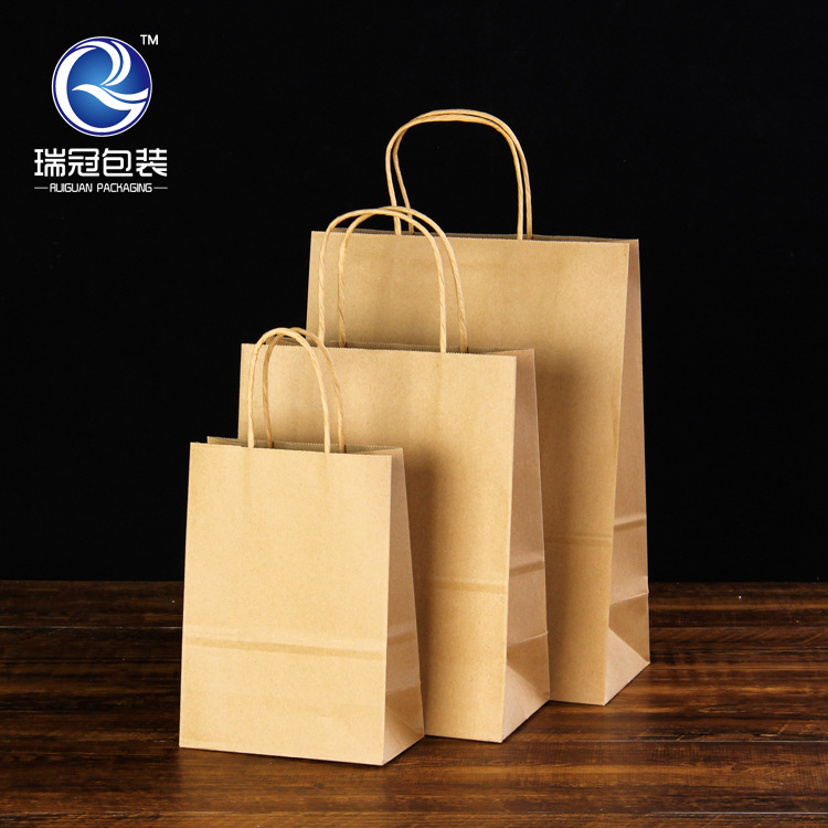 现货牛皮纸袋服装手提购物袋现货饰品时尚纸袋印刷logo工厂批发