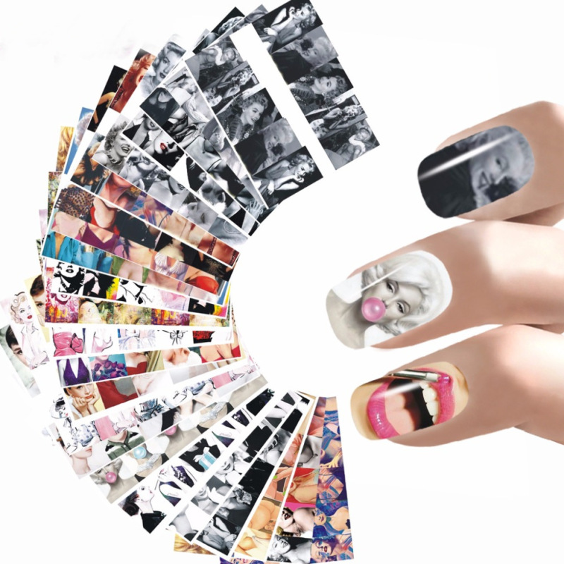 Wish AliExpress Amazon Explosions Nail Art Watermark Sticker Monroe Feather Nail Water-based Stamps Full Sticker