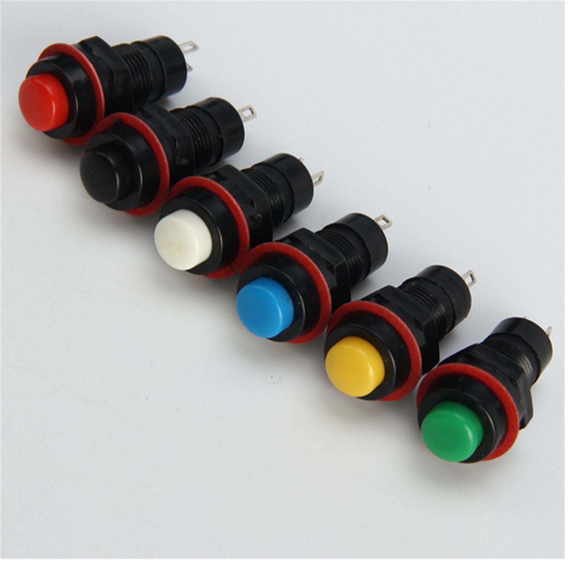 自锁多功能按钮按键开关 红色两脚一开一关手电筒开关