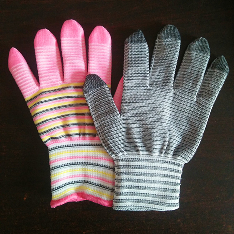 厂家批发耐磨防滑13针涤纶斑马纹手套女士采茶打包食品厂防护用品