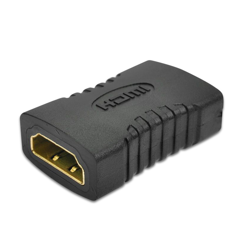 Fabricante en stock HDMI hembra a hembra adaptador recto hembra negro HDMI adaptador HDMI extensión cabeza 1,4 versión