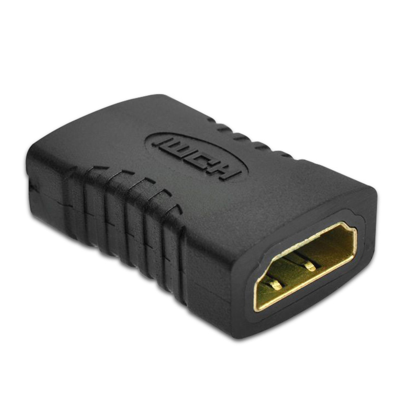 Fabricante en stock HDMI hembra a hembra adaptador recto hembra negro HDMI adaptador HDMI extensión cabeza 1,4 versión