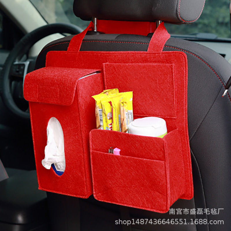 Fieltro bolsa de almacenamiento de coche Silla de almacenamiento trasero bolsa de basura asiento colgando bolsa caja de almacenamiento de coche