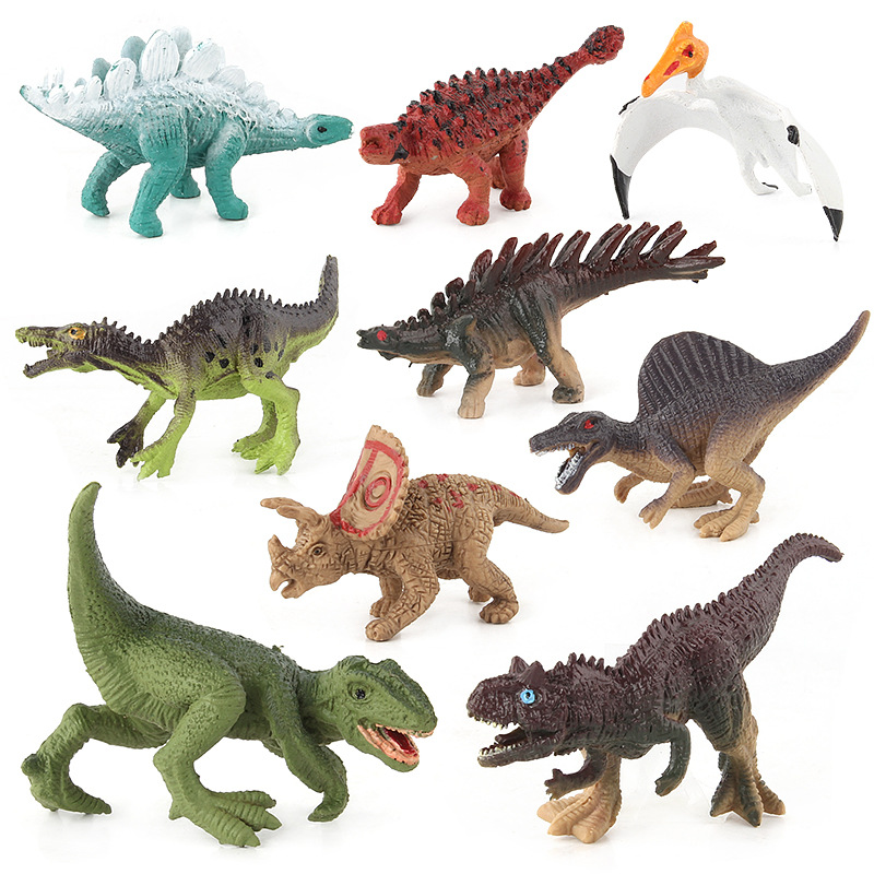 Fábrica al por mayor de los niños de juguete animal de simulación de dinosaurio de plástico modelo de dinosaurio 12 piezas traje modelo de dinosaurio Juguetes