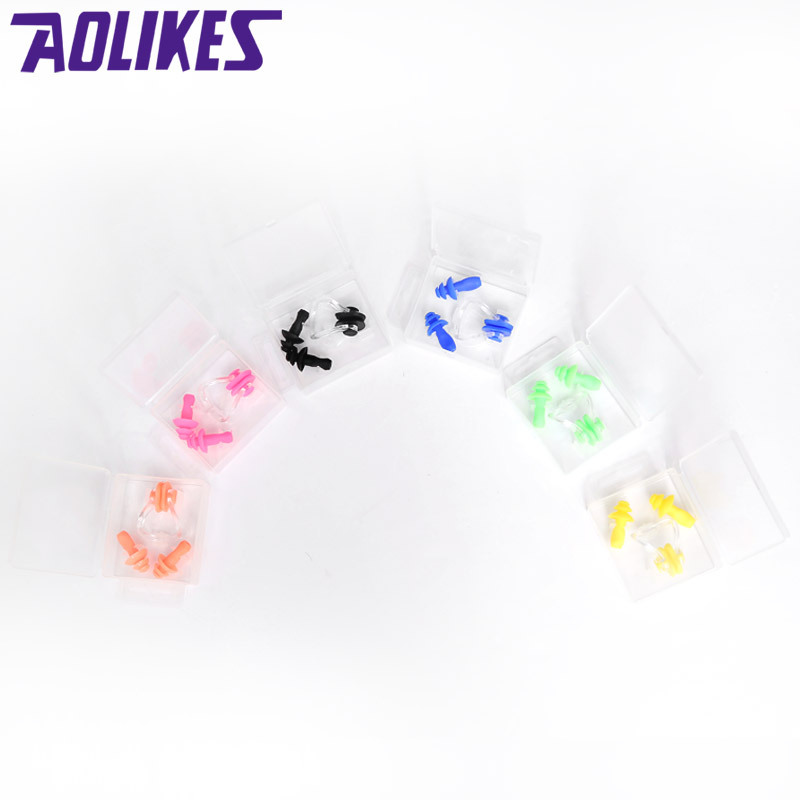 Clip de nariz tapones para los oídos traje adulto niños natación profesional silicona tapón nasal antideslizante natación Equipo Impermeable tapones para los oídos