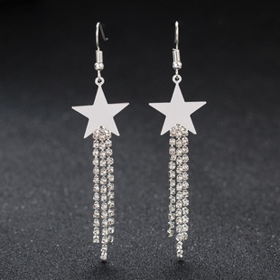 Fashion sexy long star earrings new earrings women's elegant simple five-star pendant earrings E536