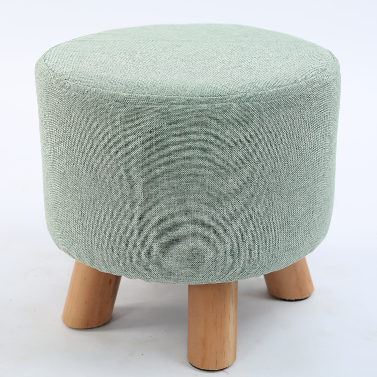 Taburete pequeño de tela al por mayor, hogar de moda, sala de estar para adultos, taburete redondo pequeño, taburete de sofá, taburete bajo de madera, taburete creativo para cambiar zapatos