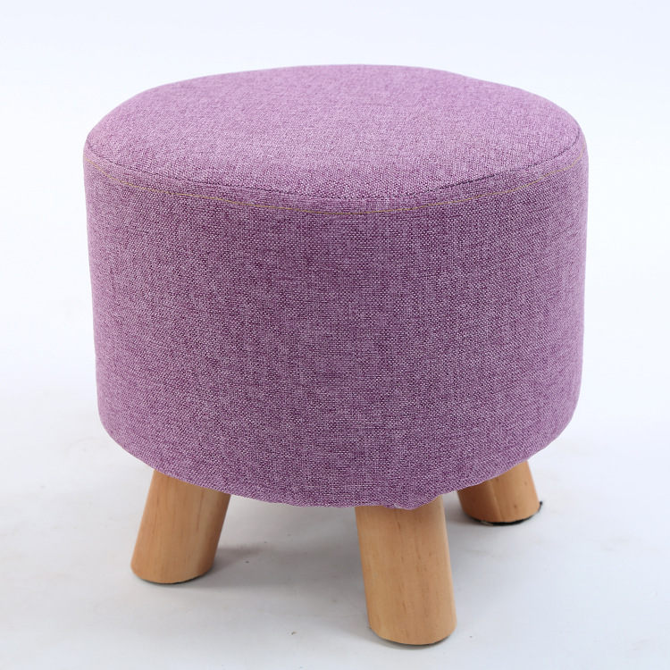 Taburete pequeño de tela al por mayor, hogar de moda, sala de estar para adultos, taburete redondo pequeño, taburete de sofá, taburete bajo de madera, taburete creativo para cambiar zapatos