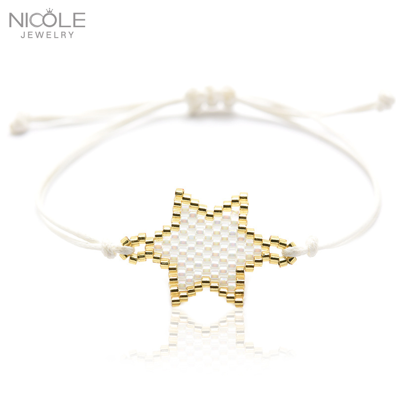 Nueva pulsera de las mujeres europeas y americanas importadas granos de arroz DIY hecho a mano original estrella tejida pulsera de la joyería ventas directas de la fábrica