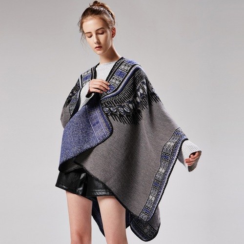 Women's new abstract pattern thickened slit dual-use shawl cross-border exclusive Amazon best-selling shawl