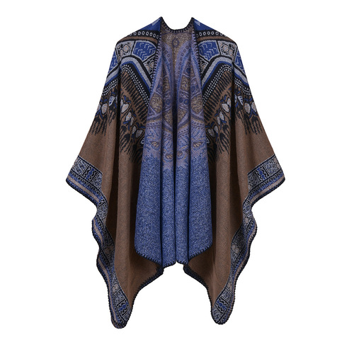 Women's new abstract pattern thickened slit dual-use shawl cross-border exclusive Amazon best-selling shawl
