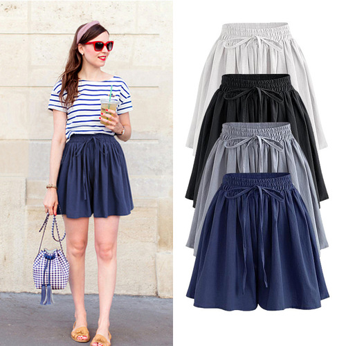 Women's Loose Wide-Leg Shorts Summer Fat-Adding Chiffon Pants Single Layer Elastic Waist Casual Stylish Korean Version