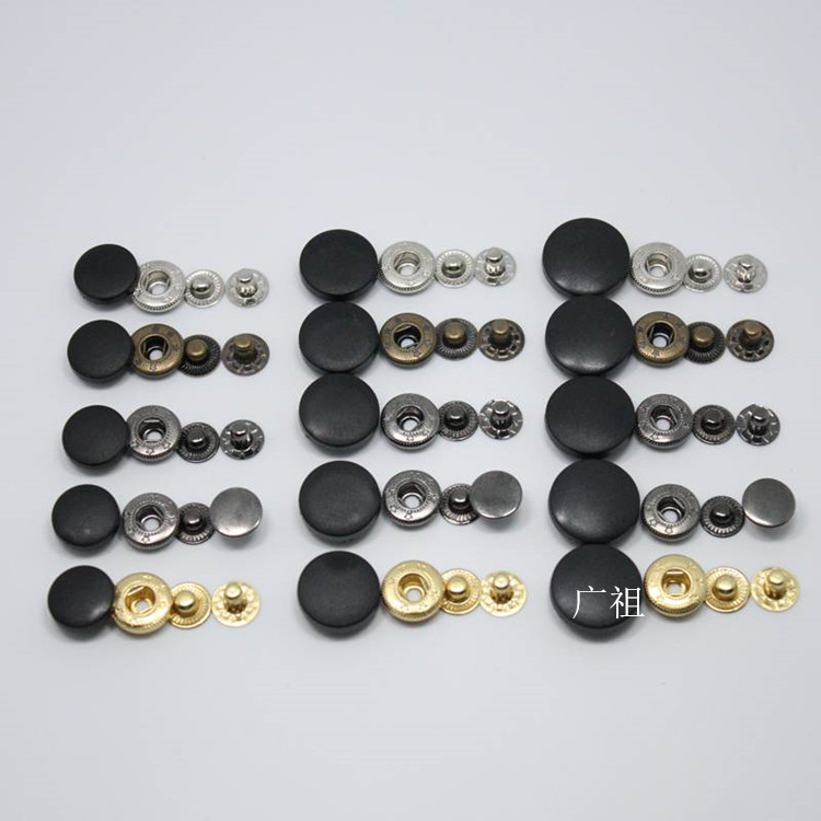1.5cm/2CM黑色塑料/尼龙面板金属四合扣外套大衣羽绒服纽扣批发