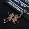 Retro earrings, black crystal, European style, wholesale