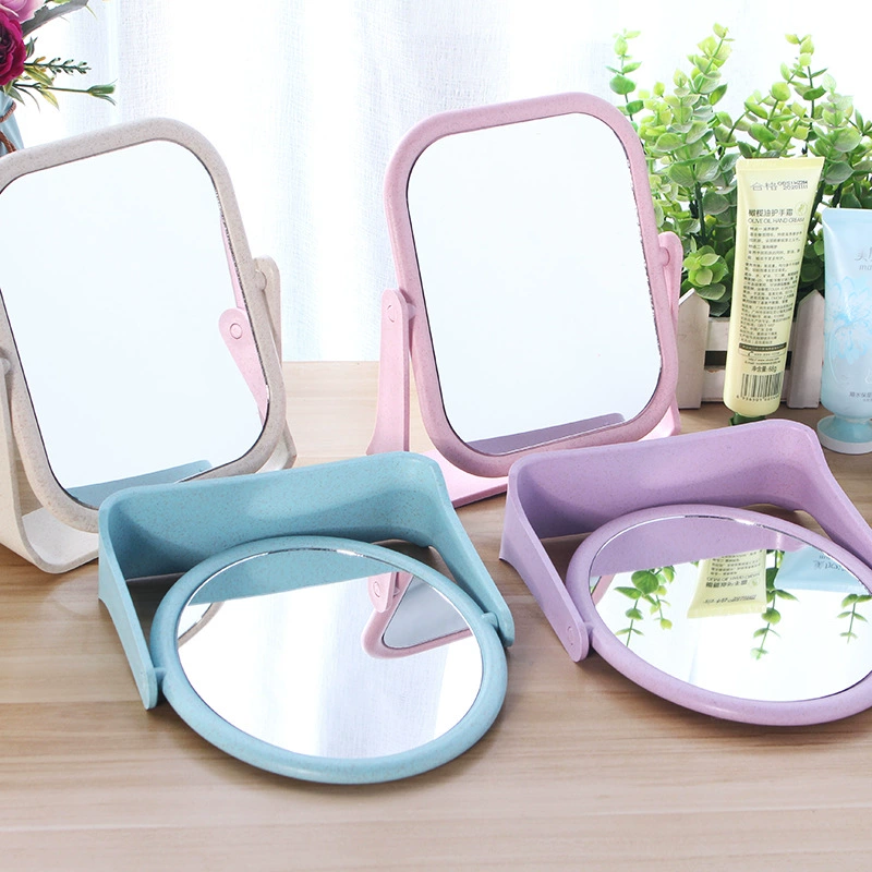 Single-sided high-definition makeup mirror Wheat, folding portable desktop, compact princess style