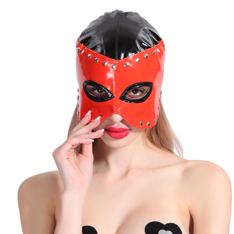 Juguetes sexuales, juguetes para adultos, máscaras faciales de cuero brillante, máscaras de cuero charol, máscaras para los ojos, máscaras de Catwoman, máscaras para escenario de DJ