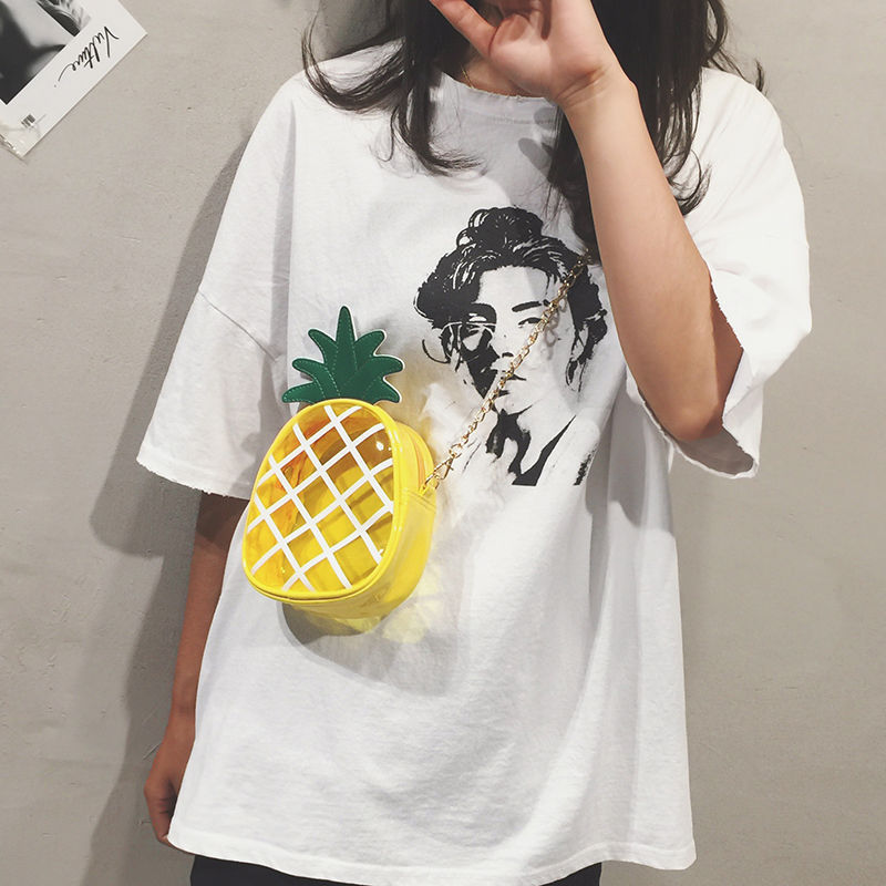 Ins Summer Small Bag for Women 2021 New Fashion Stylish Pvc Transparent Jelly Pineapple Bag Single Shoulder Crossbody Women's Bag
