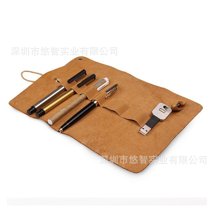 PU leather storage roll earphone storage foldable data cable roll bag pencil case multifunctional kit PU leather storage roll earphone storage foldable data cable roll bag pencil case multifunctional kit
