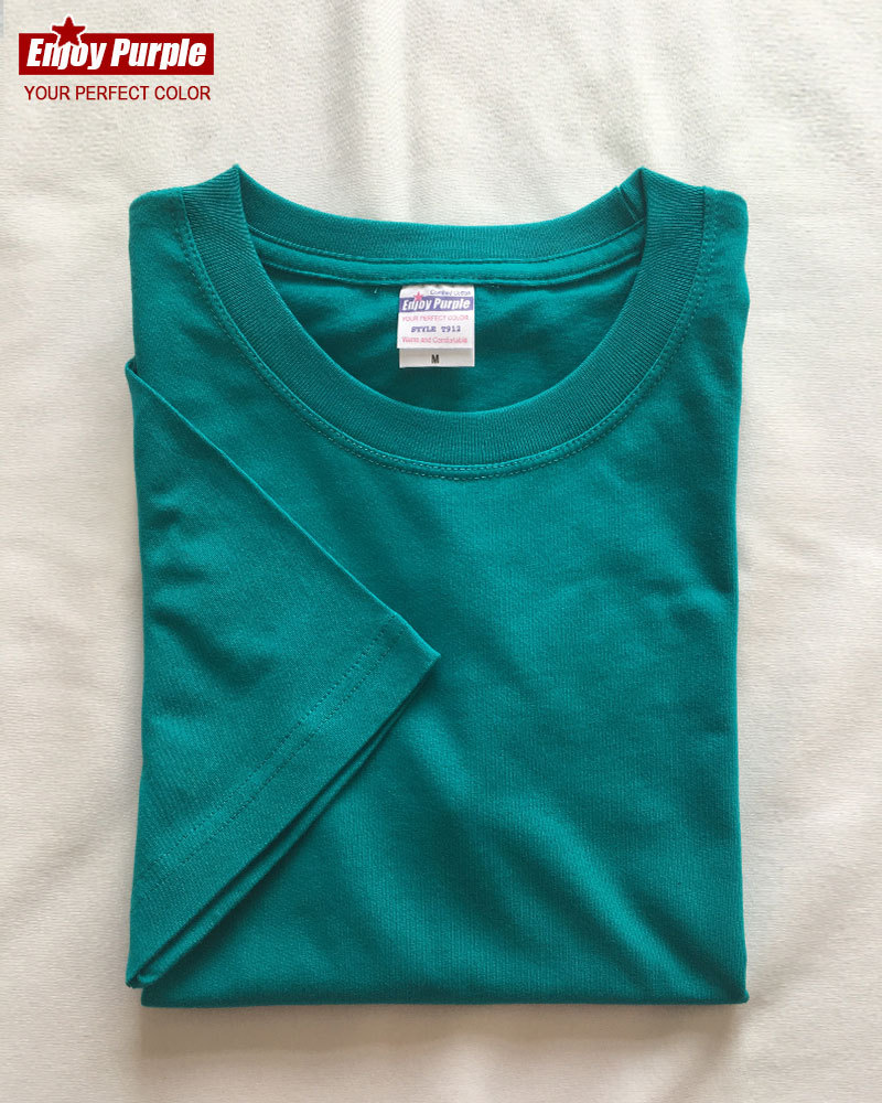 Verano refrescante de algodón puro color sólido cuello redondo manga corta Camiseta de moda pareja de hombres y mujeres 200g media manga blanca ins casual