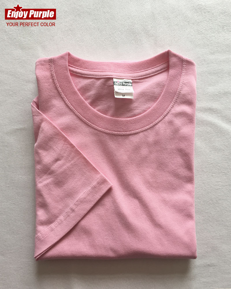 Verano refrescante de algodón puro color sólido cuello redondo manga corta Camiseta de moda pareja de hombres y mujeres 200g media manga blanca ins casual