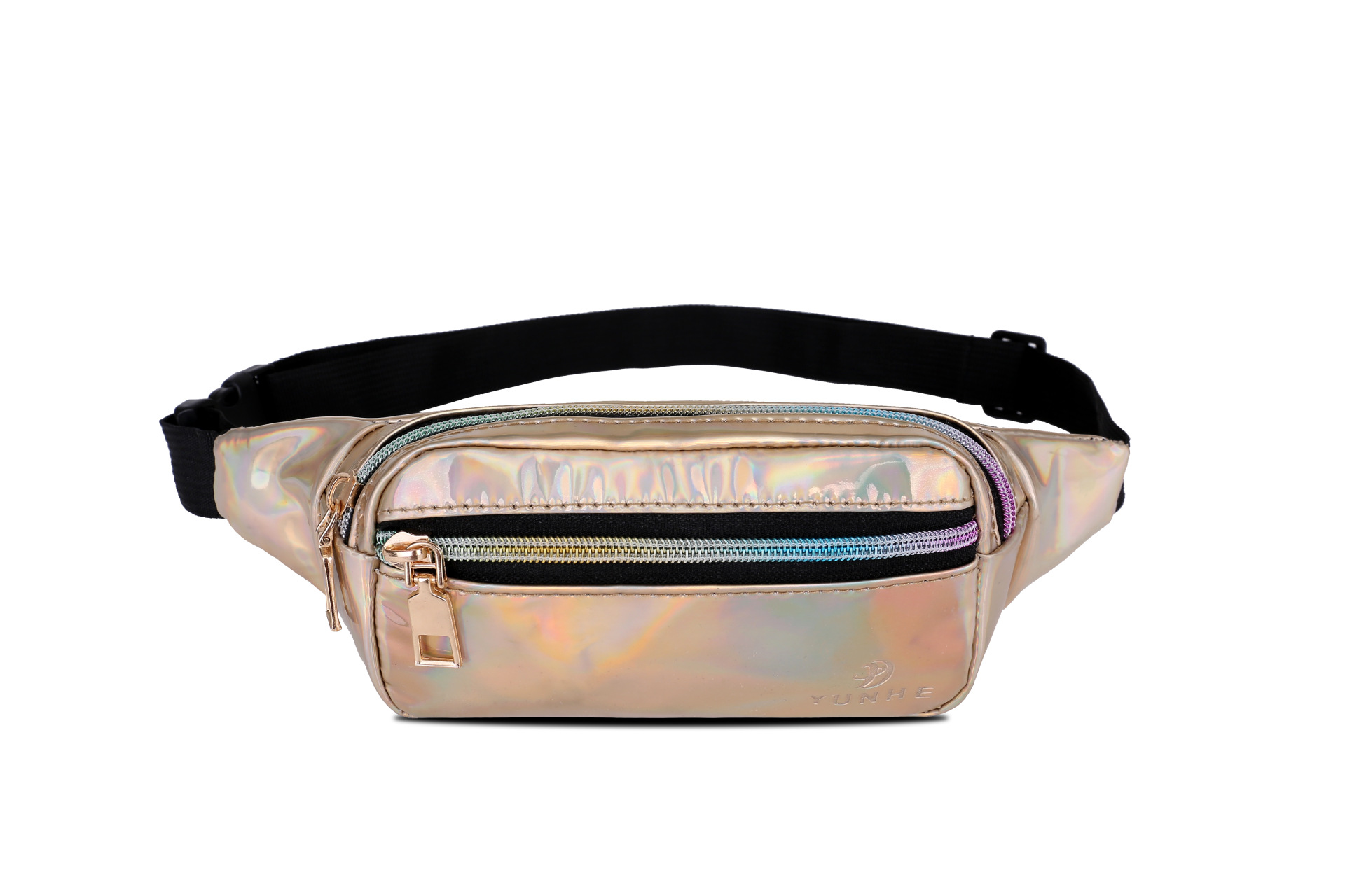 The new laser bright face waist bag mobile phone contains fashionable messenger chest bag, running leisure outdoor sports bag